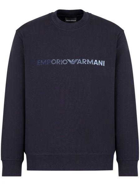 Sweatshirt mit stickerei mit rundem ausschnitt Emporio Armani blau