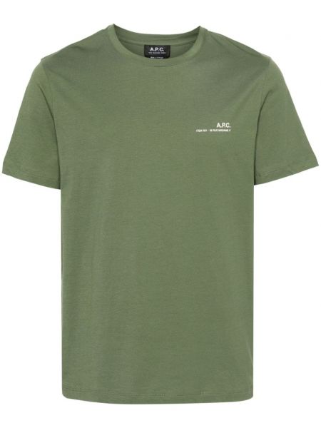 Bavlněné tričko s potiskem A.p.c. zelené