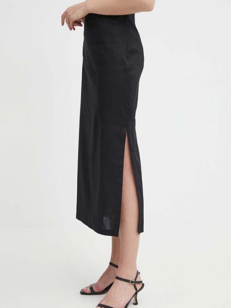 Lniana długa spódnica Sisley czarna