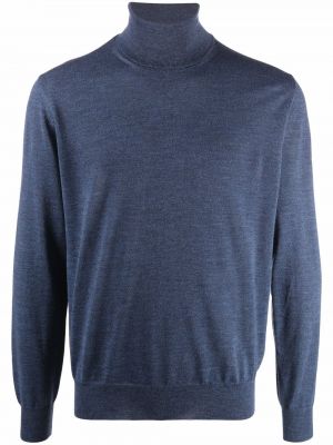 Jersey de lana merino de cuello vuelto de tela jersey Canali azul