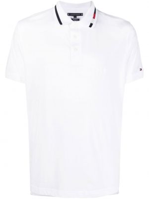 Памучна поло тениска с принт Tommy Hilfiger бяло