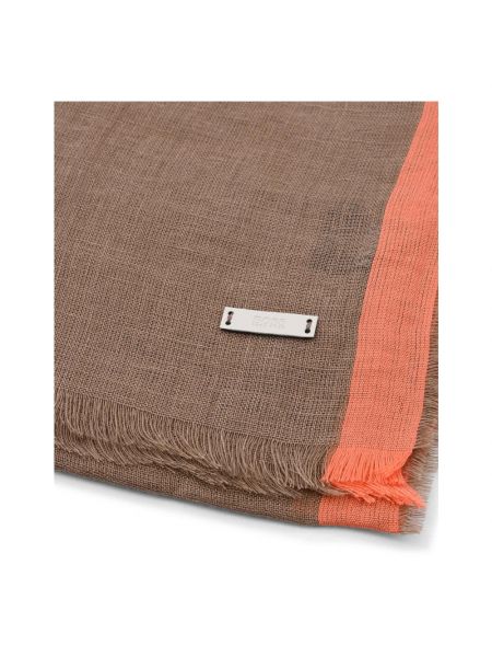 Bufanda de lino de seda Hugo Boss marrón