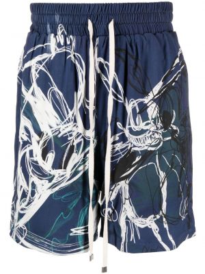 Bermuda kratke hlače s potiskom z abstraktnimi vzorci Domrebel modra