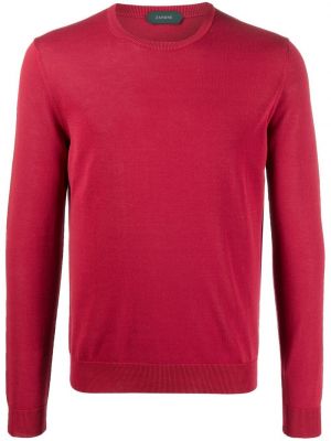 Pleten pulover z okroglim izrezom Zanone rdeča