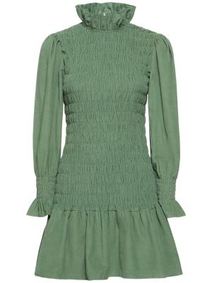 Mini vestido de pana con volantes Maria De La Orden verde