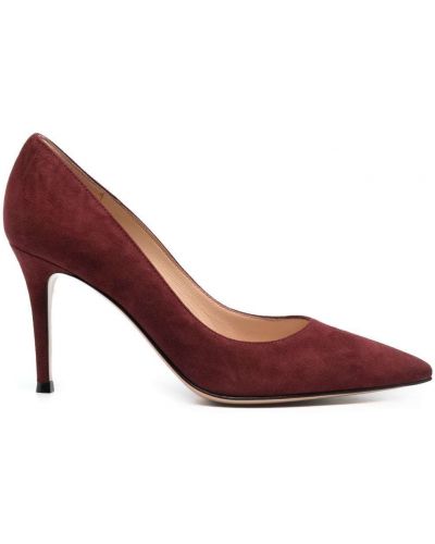 Semsket skinn pumps Gianvito Rossi rød