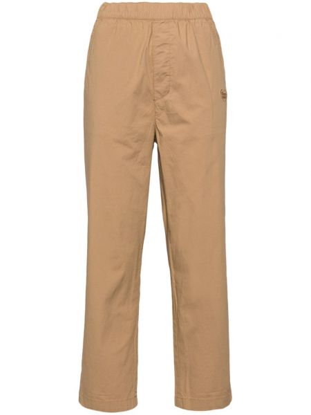 Rovné kalhoty s výšivkou :chocoolate hnědé