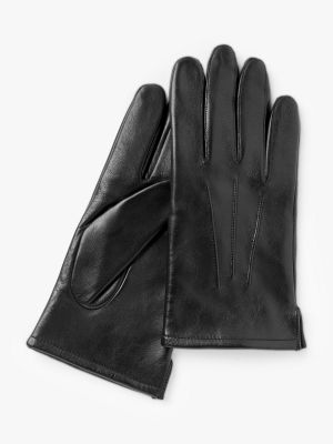 Флисовые кожаные перчатки John Lewis черные