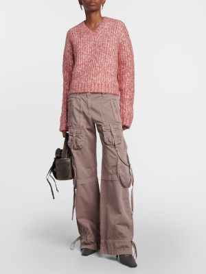 Bavlněné cargo kalhoty Acne Studios růžové