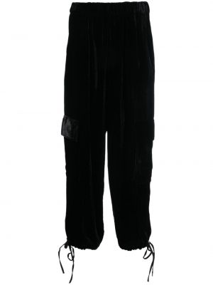 Žametne kargo hlače iz rebrastega žameta Erika Cavallini črna