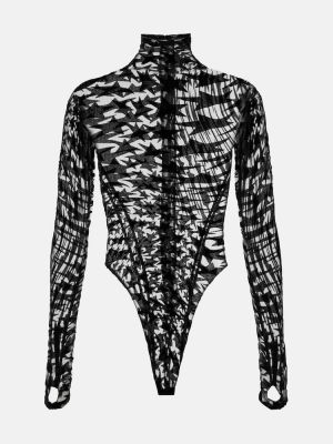 Body con stampa in mesh Mugler nero