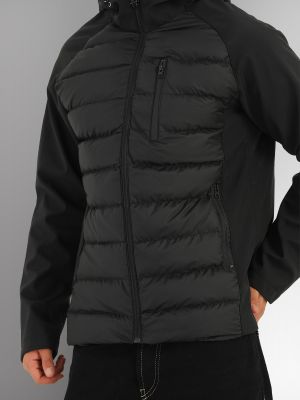 Fleecový kabát na zip s kapucí River Club černý