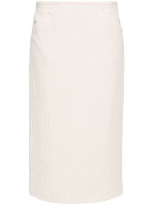 Midi φούστα με στενή εφαρμογή tweed Nº21 λευκό