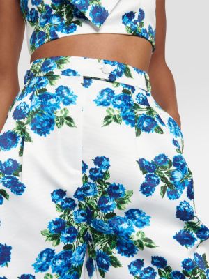 Kratke hlače z visokim pasom s cvetličnim vzorcem Emilia Wickstead modra