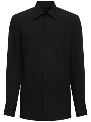 Slim fit zīda krekls Tom Ford melns