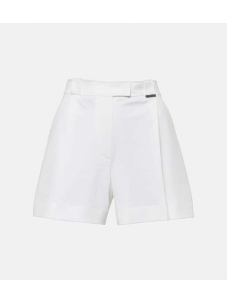 Pantaloni scurți din bumbac plisate Brunello Cucinelli alb