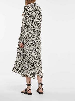 Svilena midi obleka s potiskom z leopardjim vzorcem Dorothee Schumacher črna