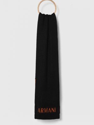 Вълнен шал с принт Armani Exchange черно