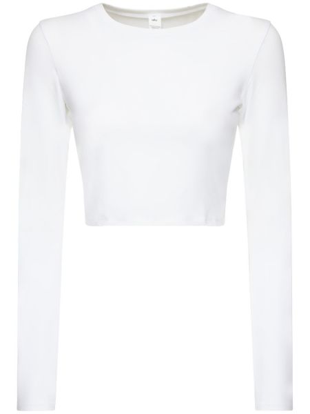 Hosszú ujjú póló Alo Yoga fehér