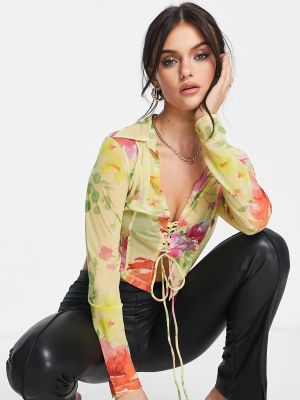 Блузка в цветочек с рюшами Asos