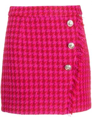 Φούστα mini houndstooth tweed Liu Jo ροζ