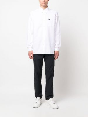 Chemise brodée en coton Fred Perry blanc