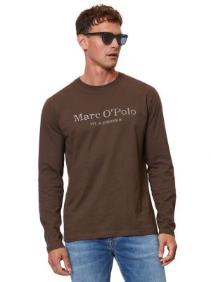 Поло тениска с дълъг ръкав Marc O'polo кафяво