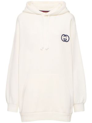 Hoodie en coton en jersey oversize Gucci blanc