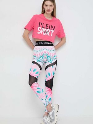 Хлопковая футболка Plein Sport розовая