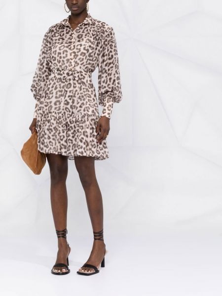 Leopardí mini šaty s potiskem Zimmermann hnědé