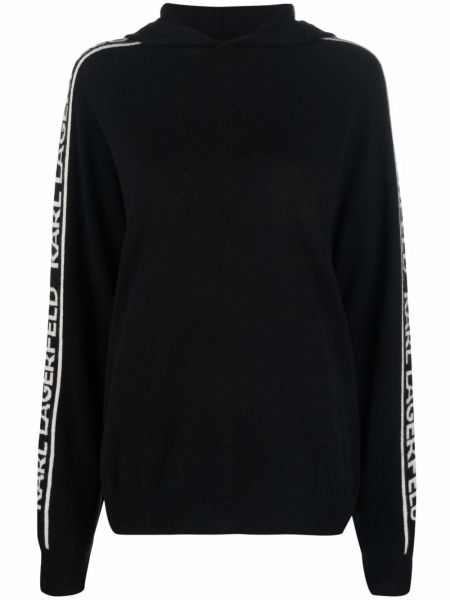 Bluza z kapturem z kaszmiru Karl Lagerfeld czarna