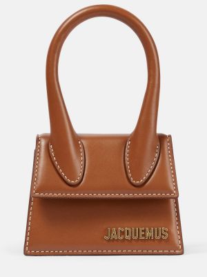 Kožená shopper kabelka Jacquemus hnědá