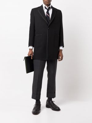 Moherowy płaszcz wełniany z kieszeniami Thom Browne czarny