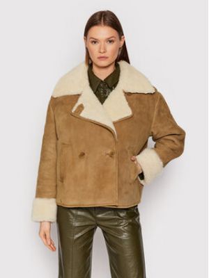 The Kooples Kožuch FCUI23014K Béžová Regular Fit