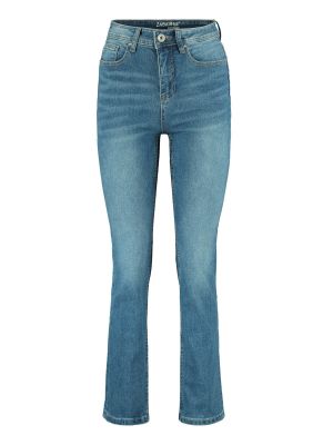 Bavlnené džínsy s vysokým pásom na zips Zabaione - modrá