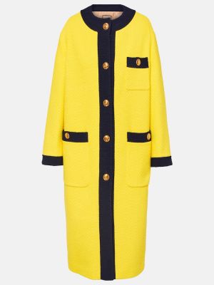 Tvídový bavlněný kabát Gucci žlutý