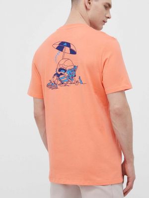 Adidas Performance pamut póló , férfi, nyomott mintás - narancssárga