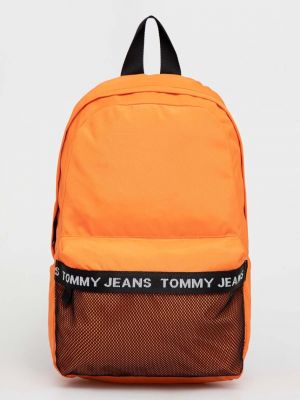 Plecak na zamek z nadrukiem z poliestru Tommy Jeans - pomarańczowy