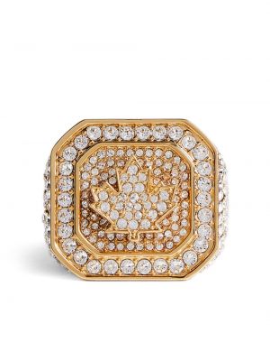 Oversized prstan s kristali Dsquared2 zlata