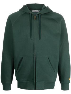 Siuvinėtas džemperis su gobtuvu su užtrauktuku Carhartt Wip žalia