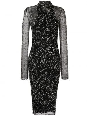 Midi haljina s kristalima Isabel Marant crna