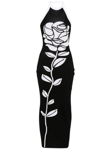 Žakárové kvetinové dlouhé šaty Balmain