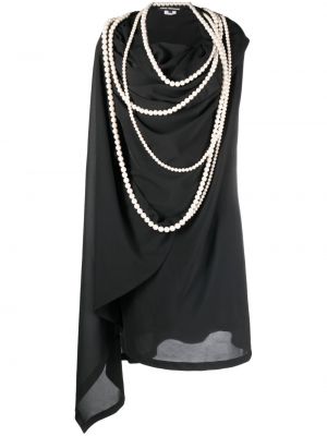 Ασύμμετρη κοκτέιλ φόρεμα με μαργαριτάρια Junya Watanabe μαύρο