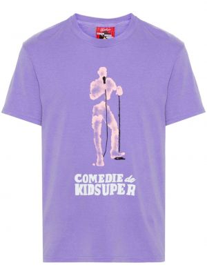 Bavlnené tričko s potlačou Kidsuper fialová
