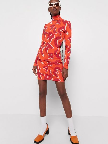Mini spódniczka Karl Lagerfeld pomarańczowa