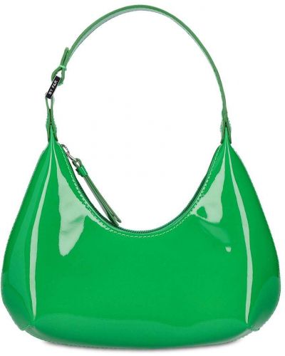 Lakovaná kožená kabelka z jantaru By Far zelená