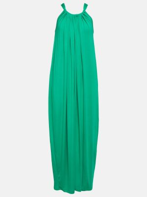 Džerzej zamatové dlouhé šaty Velvet zelená