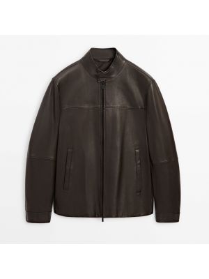 Кожаная куртка Massimo Dutti коричневая