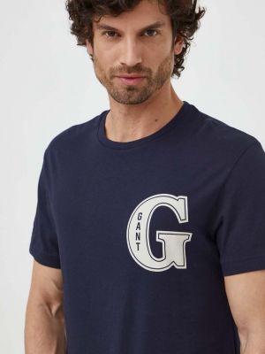 Pamučna majica Gant plava