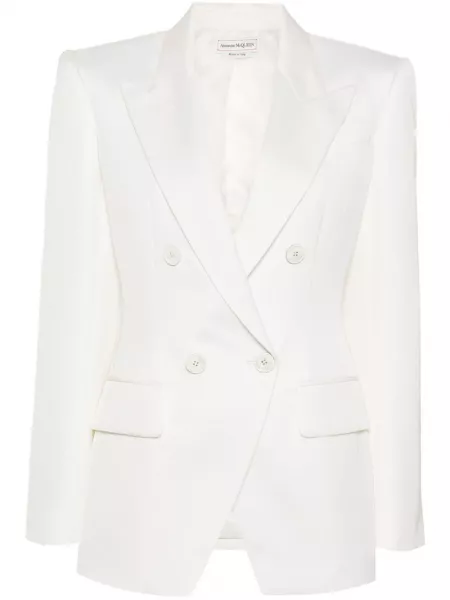 Dobbeltradet blazer Alexander Mcqueen hvid